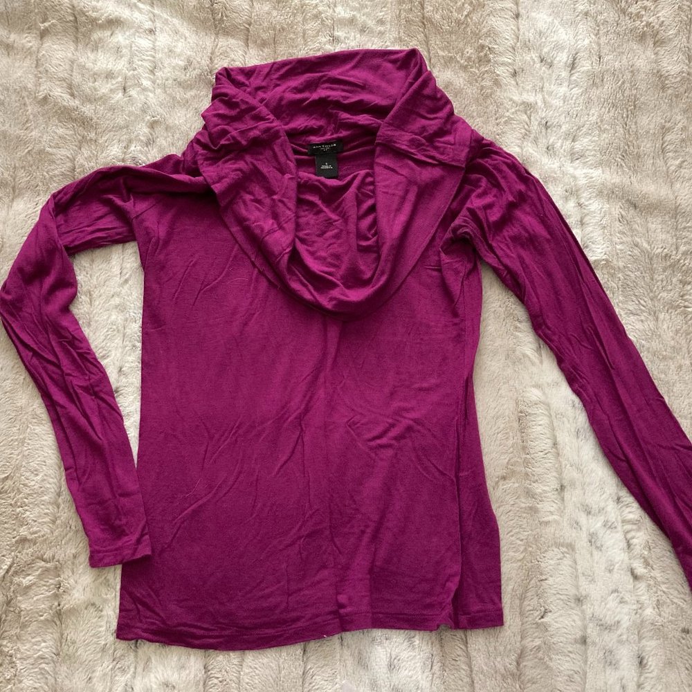 Small Deep Magenta Ann Taylor Cowl Neck Top